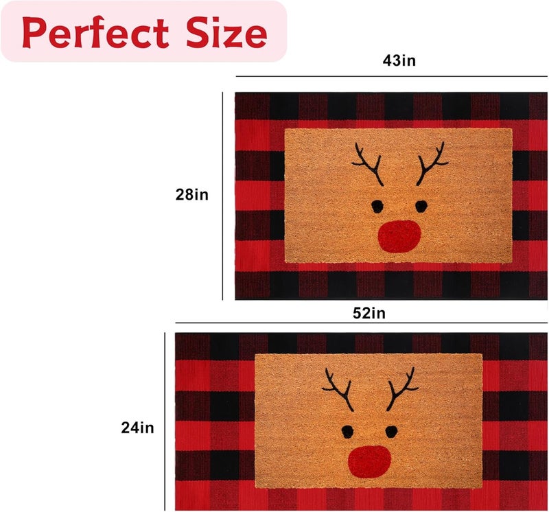 Fallovea Christmas Rugs Red and Black Plaid, 2'x3' Area Rug Outdoor Indoor Front Porch Doormat Cotton Hand-Woven Layered Door Mats for Entryway Patio Entryway Laundry Bedroom Living Room - Image 2